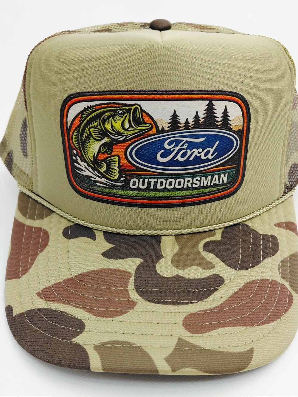 Ford Outdoorsman Foam Trucker Mesh Snapback Cap Hat Camouflage